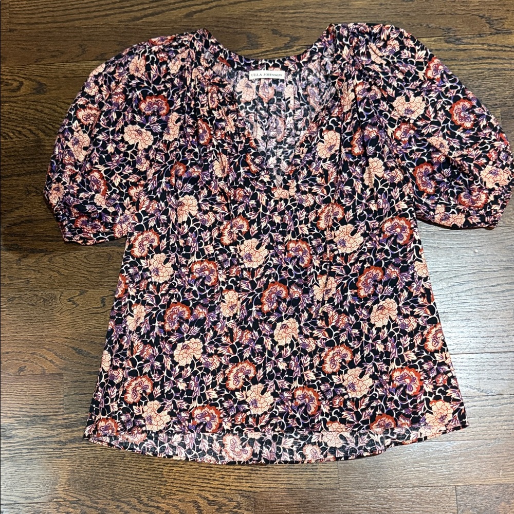 Ulla Johnson black background Multicolor Floral B… - image 1